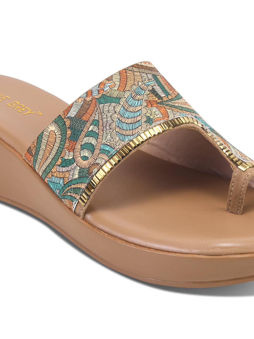 Women Beige Printed Wedges