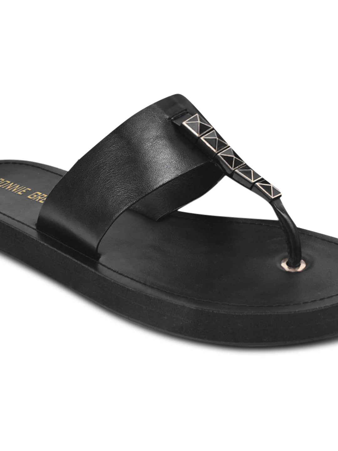 Women, Women Footwear, Black T-Strap Flats