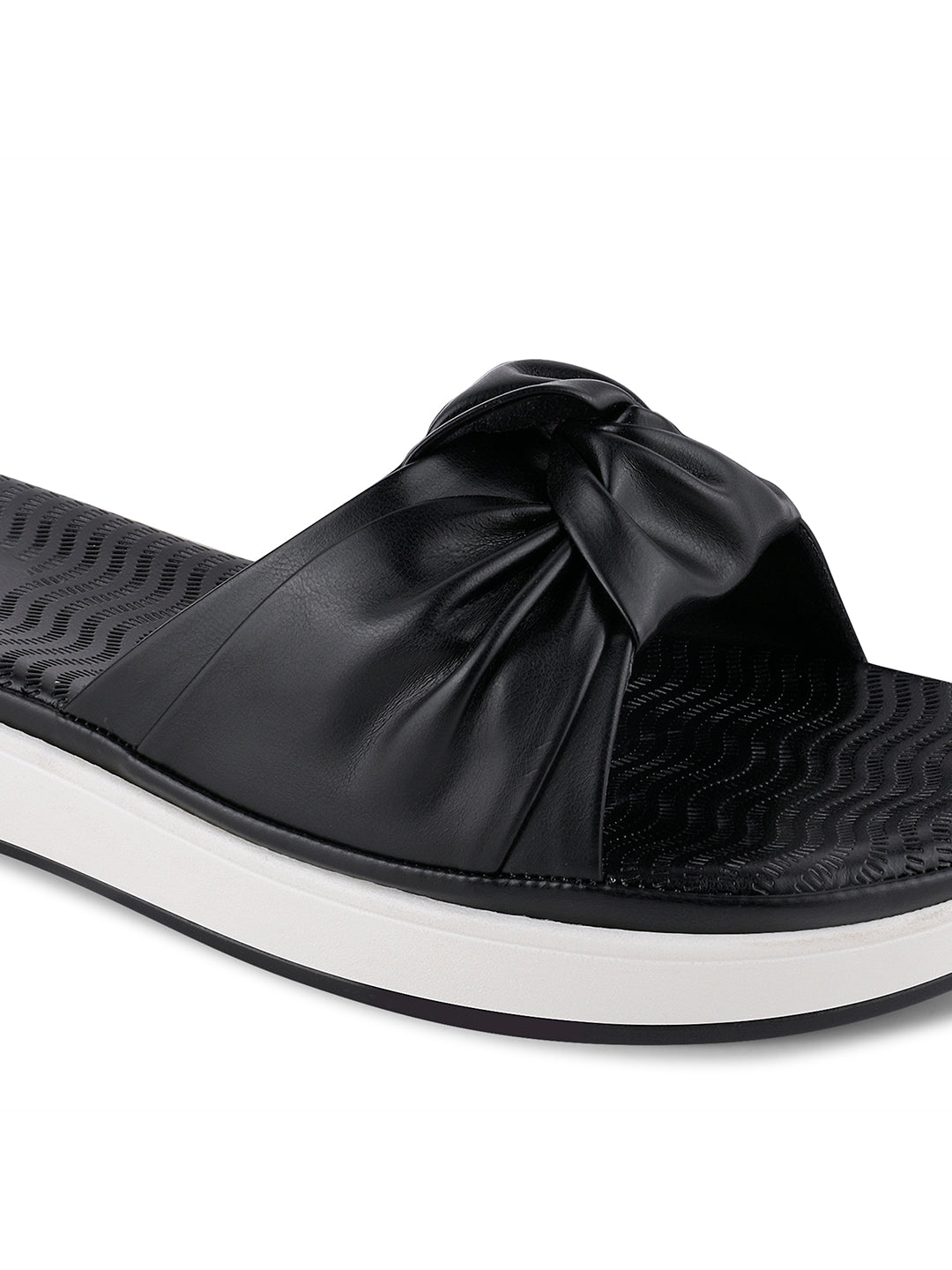 Women Black Open Toe Flats