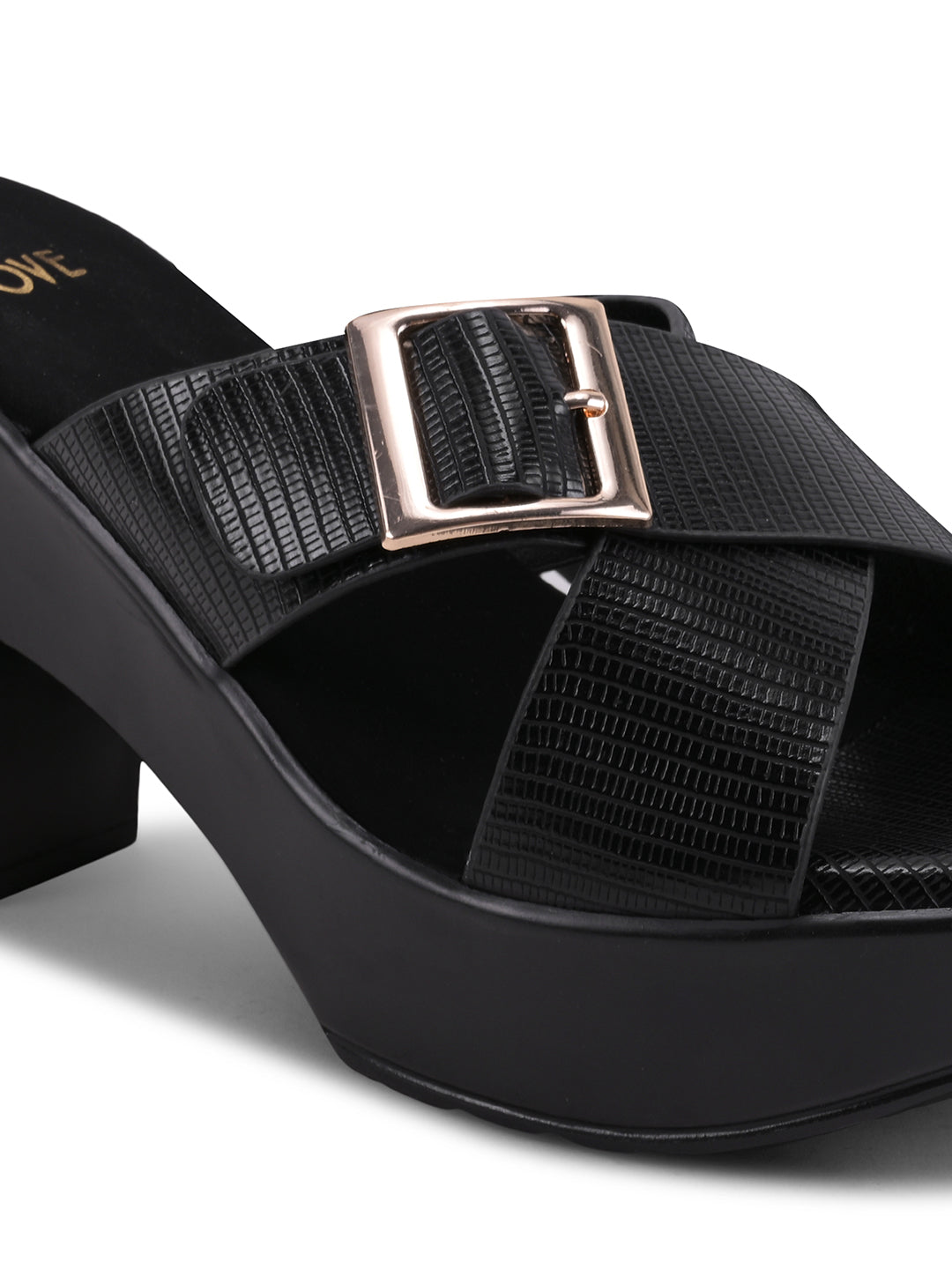 Women Black Textured Sandals