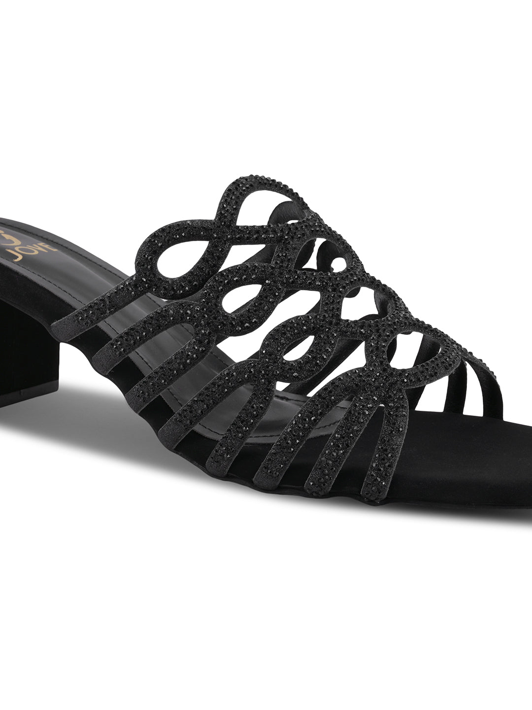 Women Black Embellished Sandals