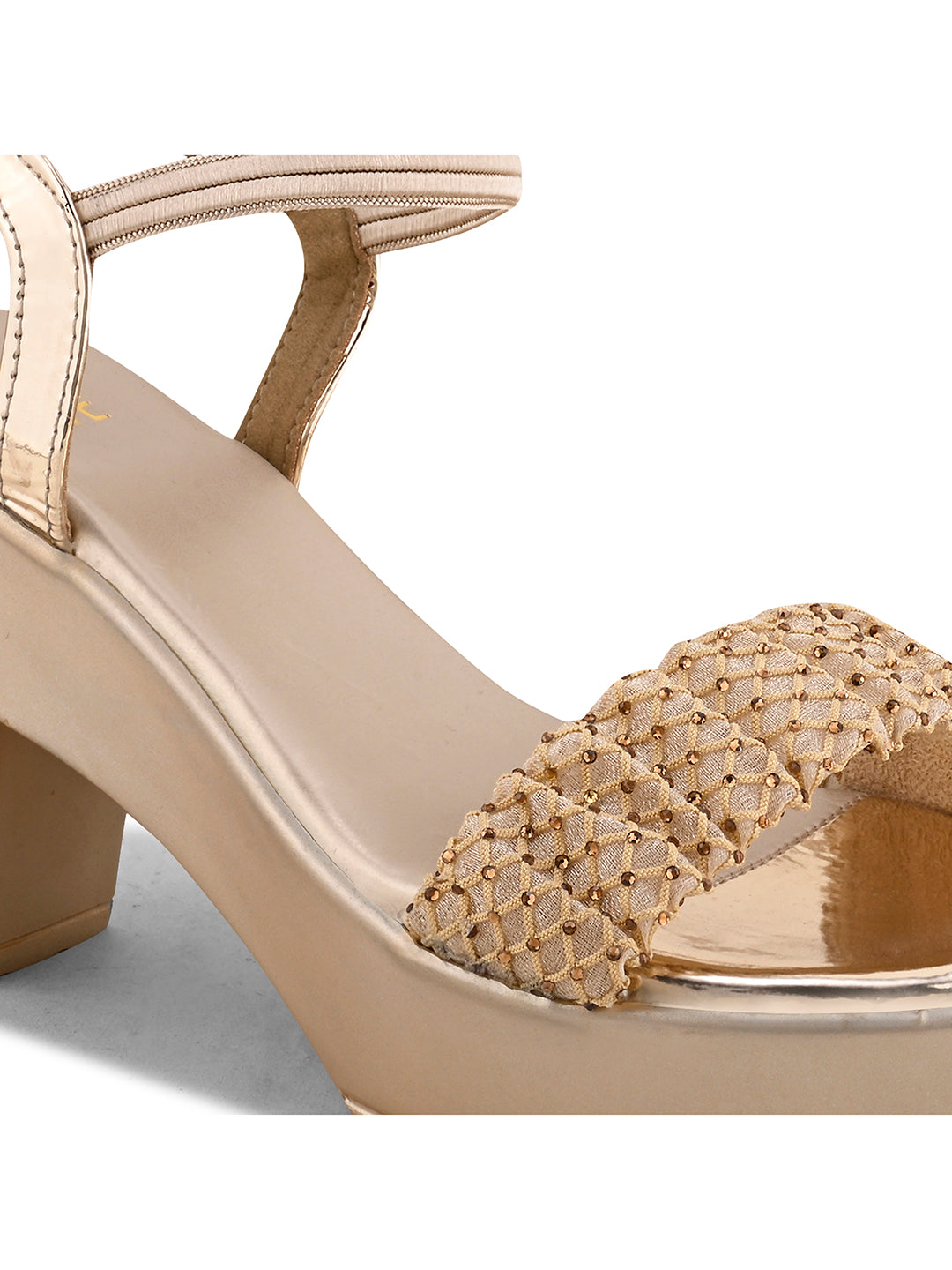 Women Golden Embellished Sandals