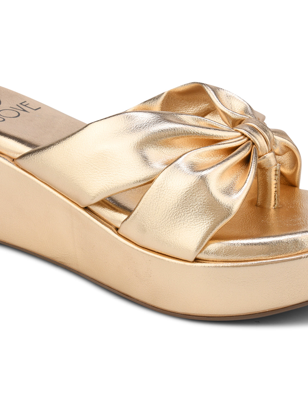 Women Gold Metallic Wedges