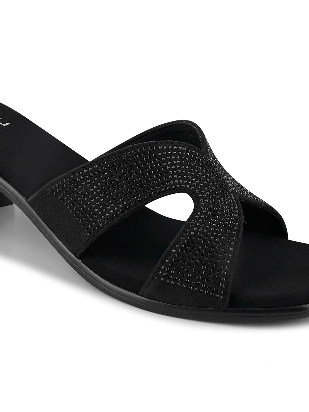 Women Black Embellished Sandals