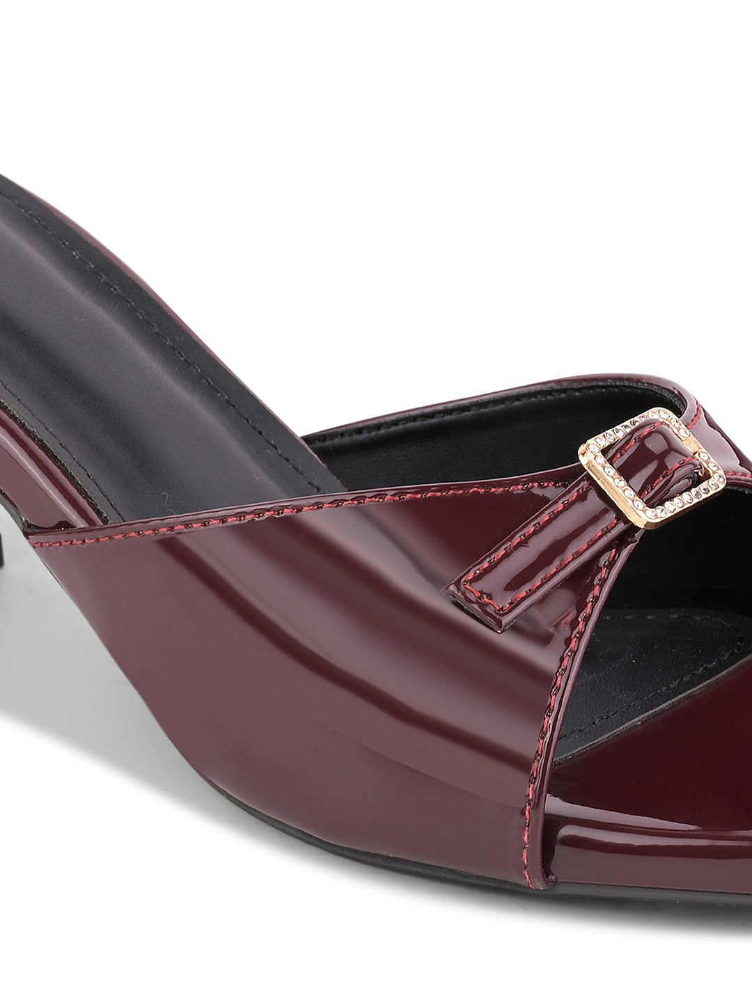 Women Maroon Solid Sandals