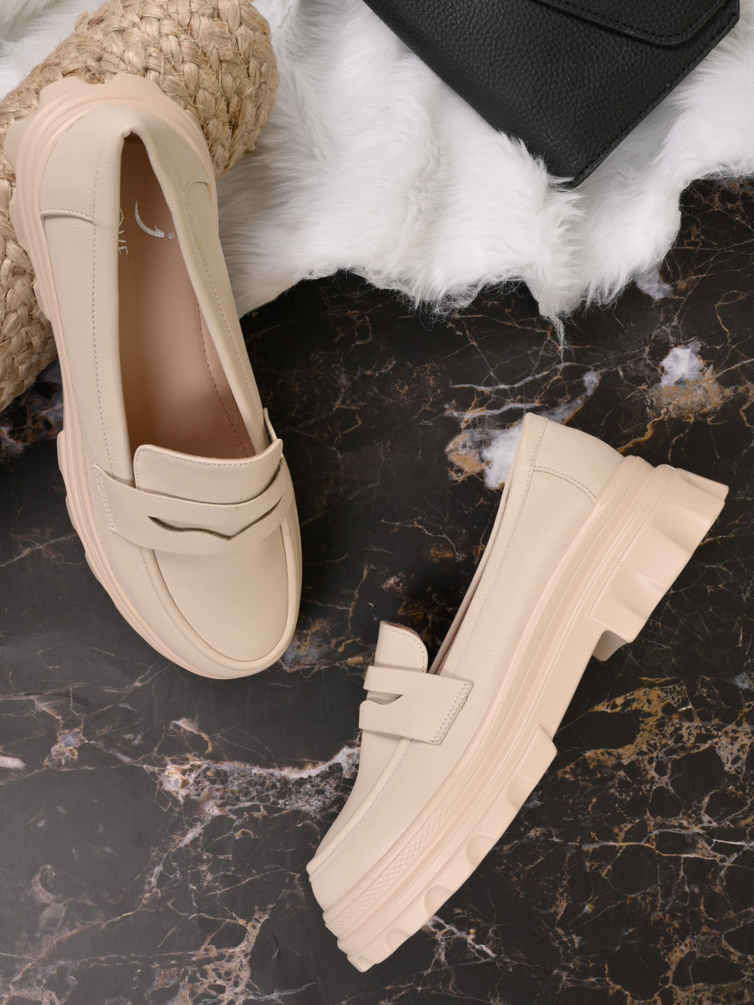 Women Off White Solid Loafers - Main Image