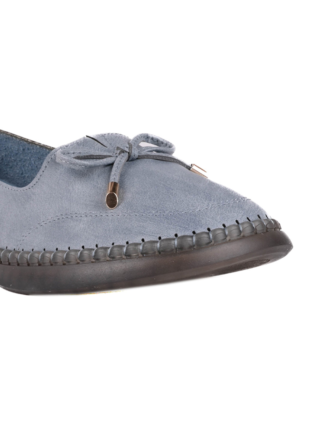 Women Blue Solid Bow Loafers