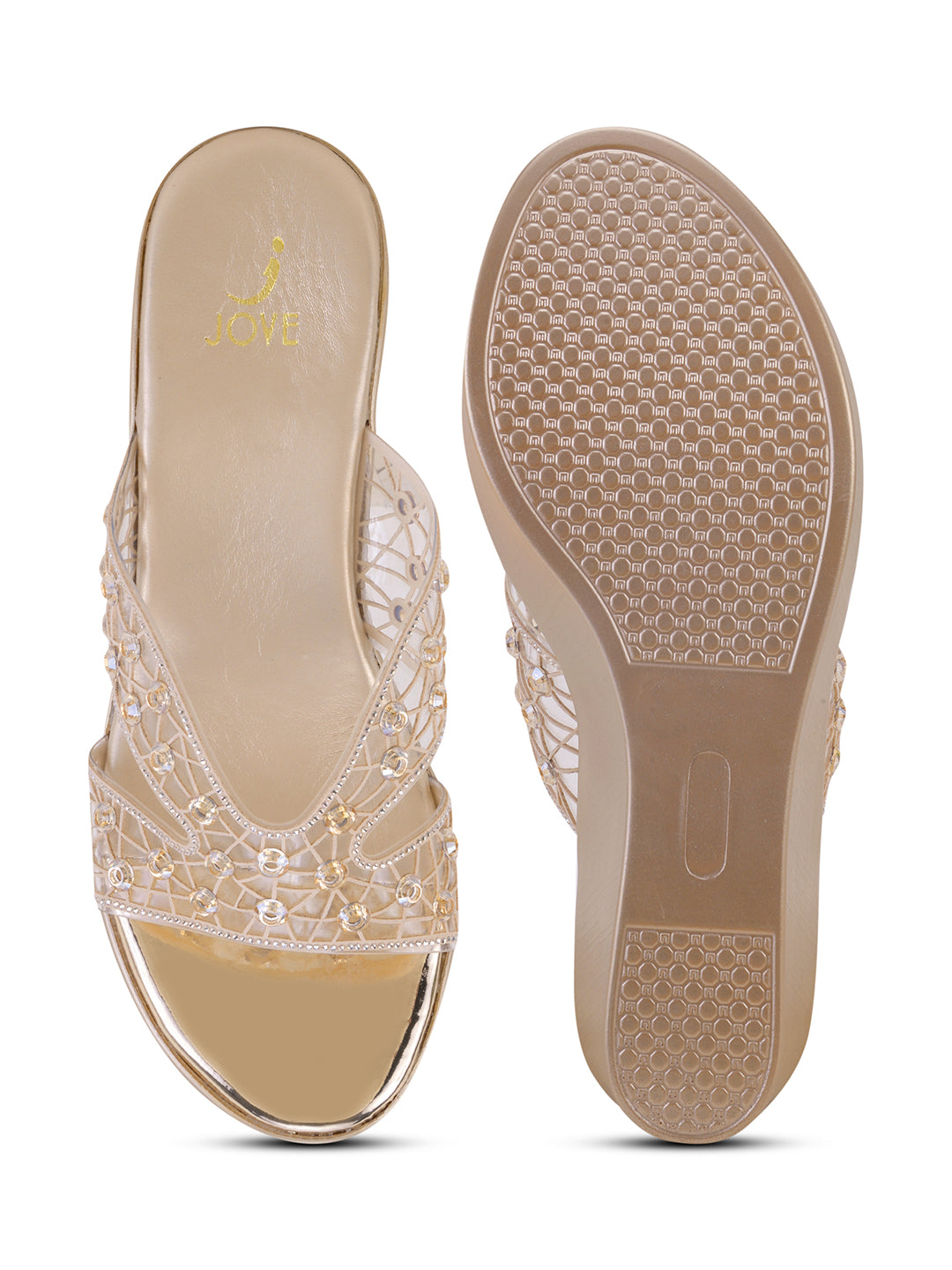 Women, Women Footwear, Gold Wedges