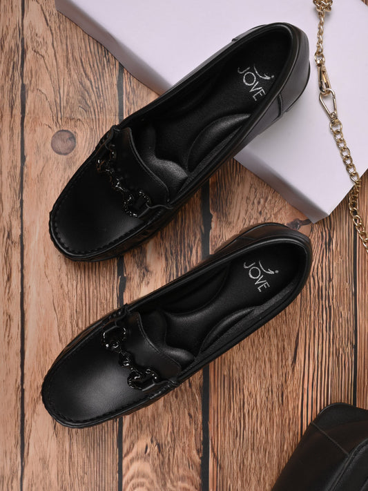 Women, Women Footwear, Black Loafers