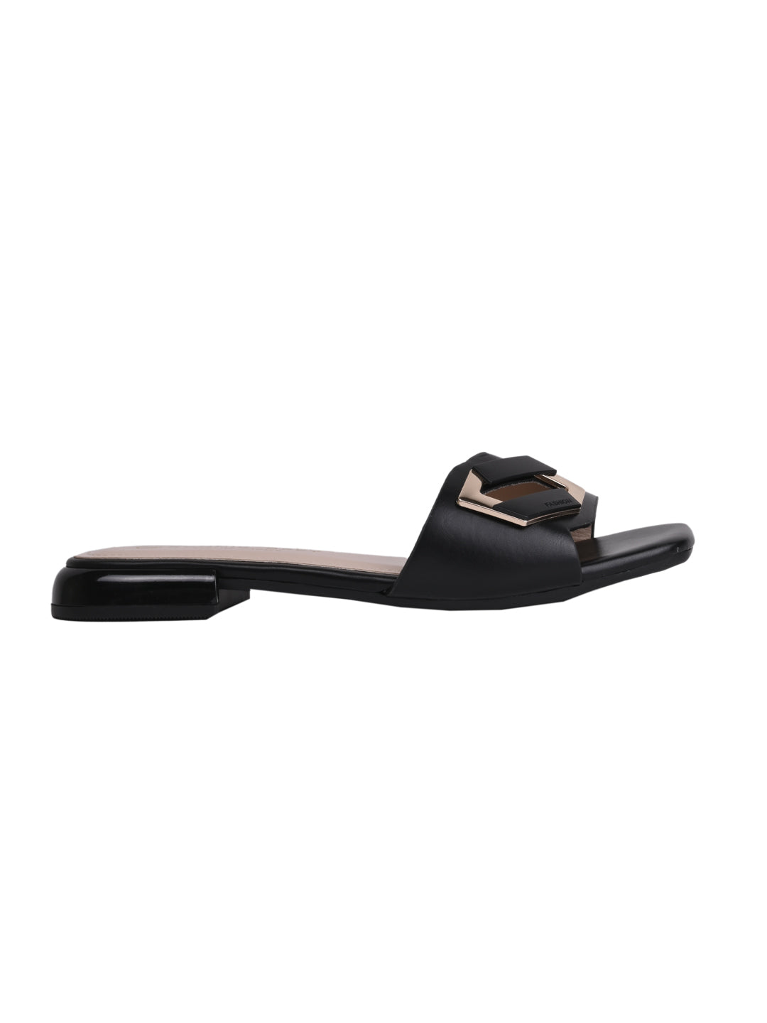 Women, Women Footwear, Black Open Toe Flats