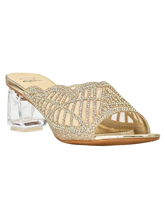 Women Golden Embellished Sandals