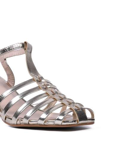 Women, Women Footwear, Gold Sandals