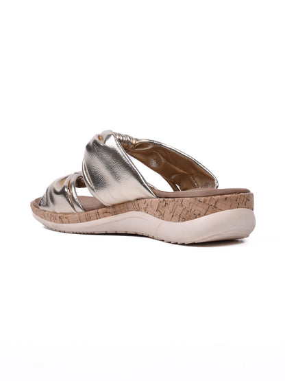 Women, Women Footwear, Gold Sandals