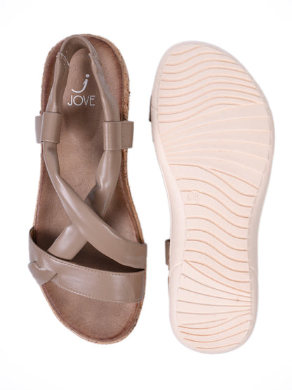 Women, Women Footwear, Khaki Sandals