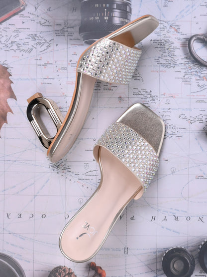 Women, Women Footwear, Gold Sandals