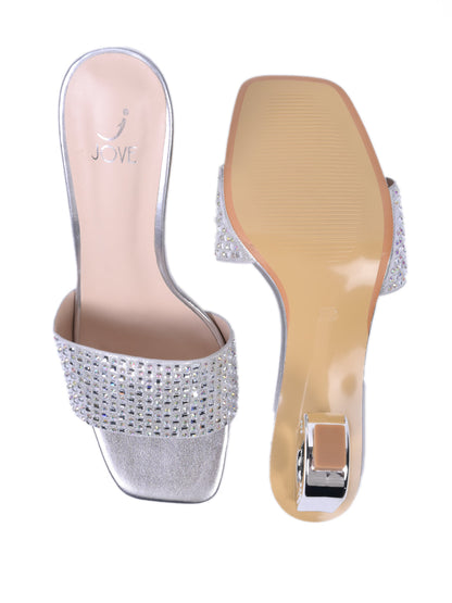 Women, Women Footwear, Silver Sandals