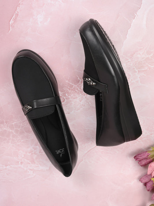 Women, Women Footwear, Black Loafers
