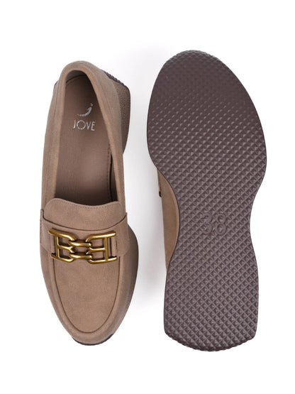 Women, Women Footwear, Khaki Loafers