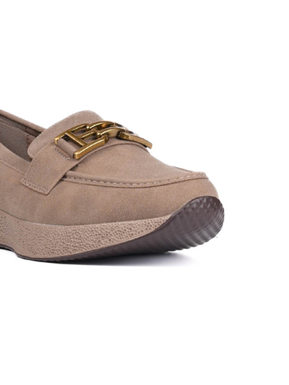 Women Khaki Solid Loafers