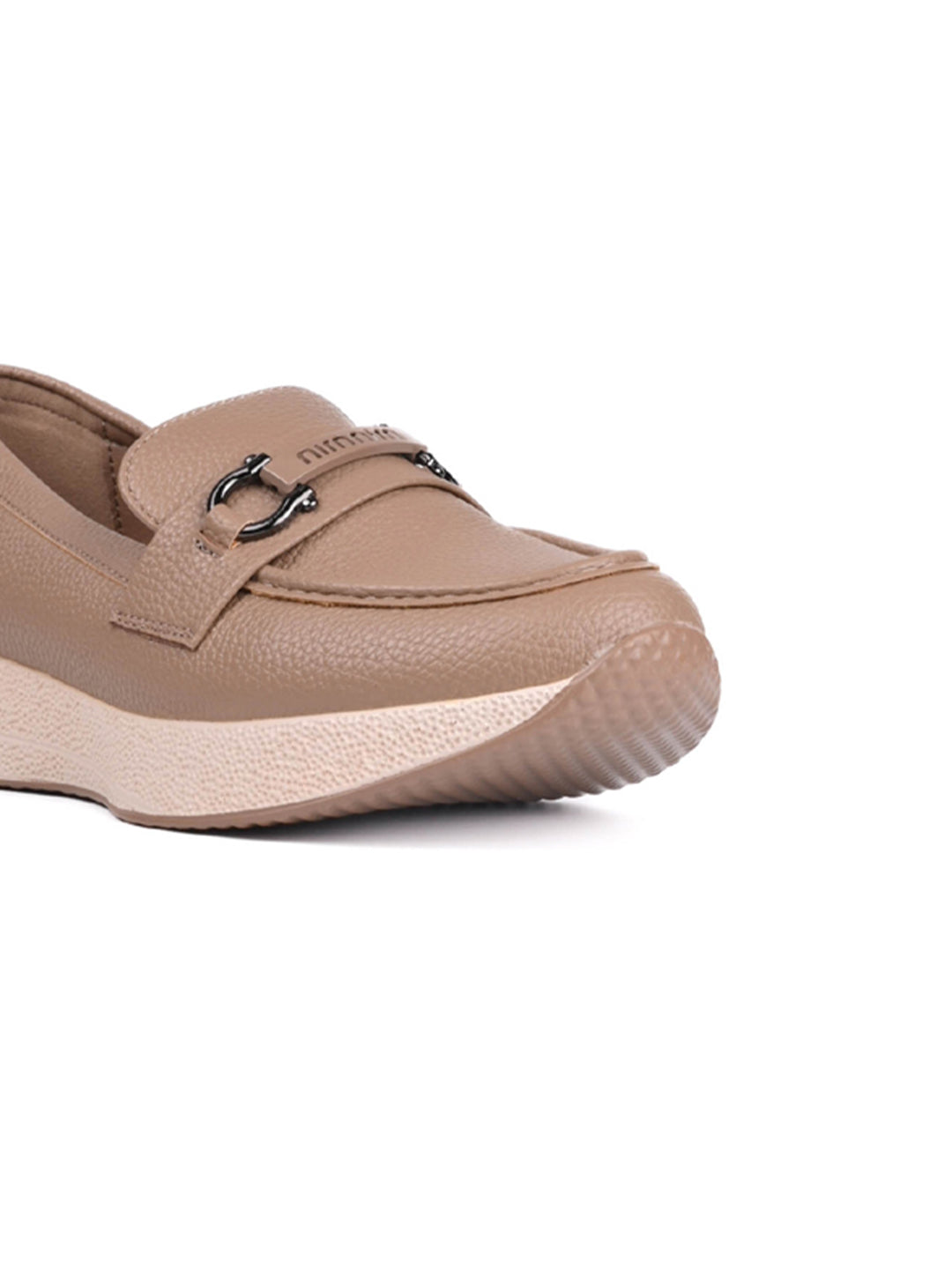 Women Khaki Textured Loafers
