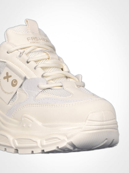 Women Beige Solid Sneakers