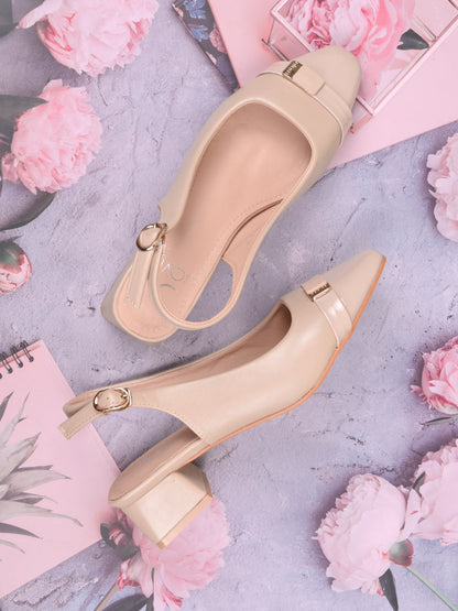 Women, Women Footwear, Beige Pumps