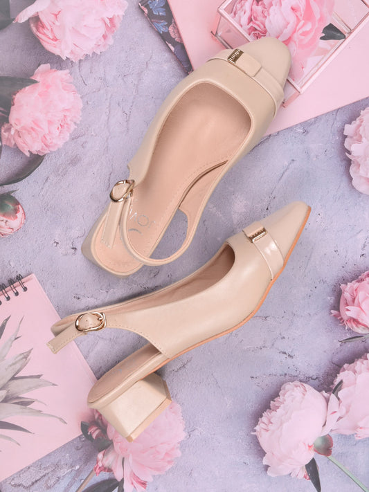 Women, Women Footwear, Beige Pumps