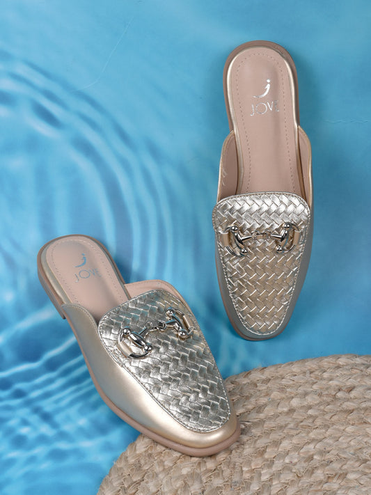 Women, Women Footwear, Gold Mules