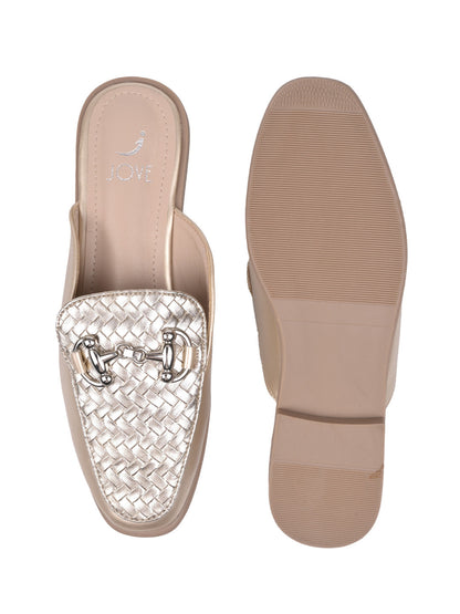 Women, Women Footwear, Gold Mules