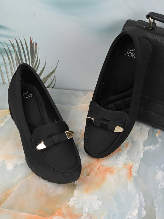 Women, Women Footwear, Black Loafers