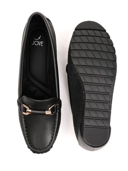 Women, Women Footwear, Black Loafers