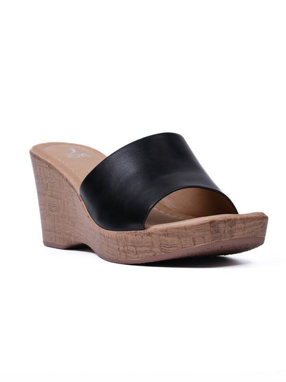 Women, Women Footwear, Black Wedges