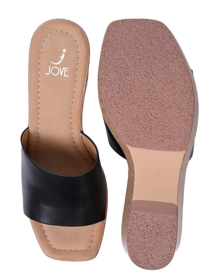 Women, Women Footwear, Black Wedges