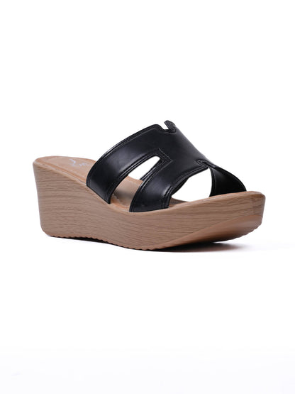 Women, Women Footwear, Black Wedges