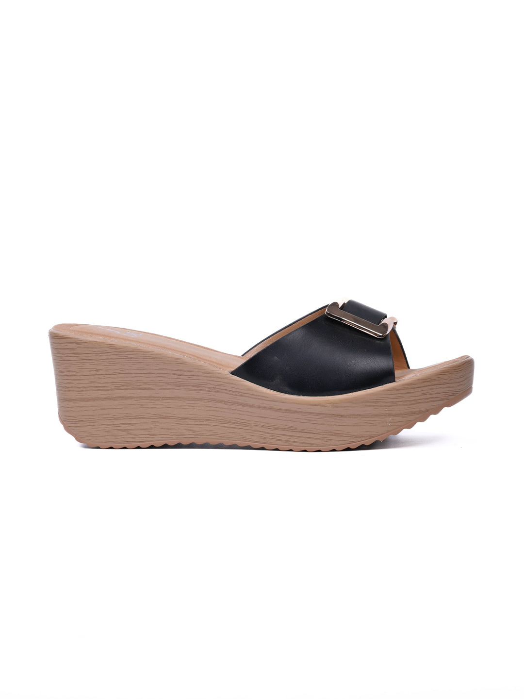 Women, Women Footwear, Black Wedges