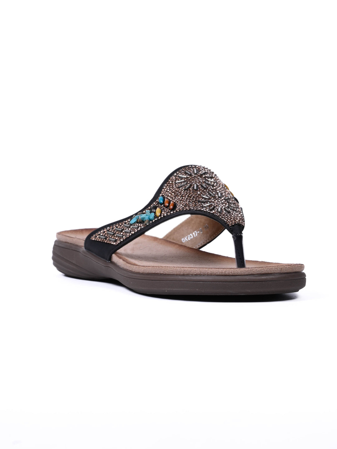 Women, Women Footwear, Black T-Strap Flats