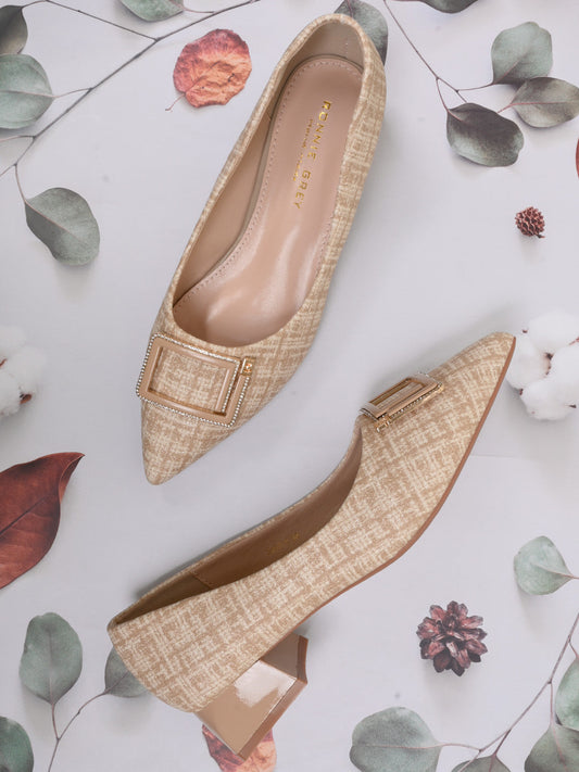 Women, Women Footwear, Beige Ballerinas