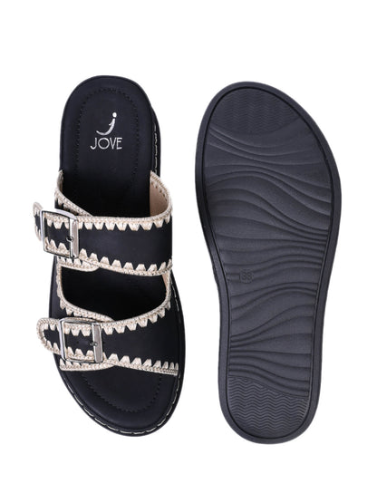 Women, Women Footwear, Black Sandals