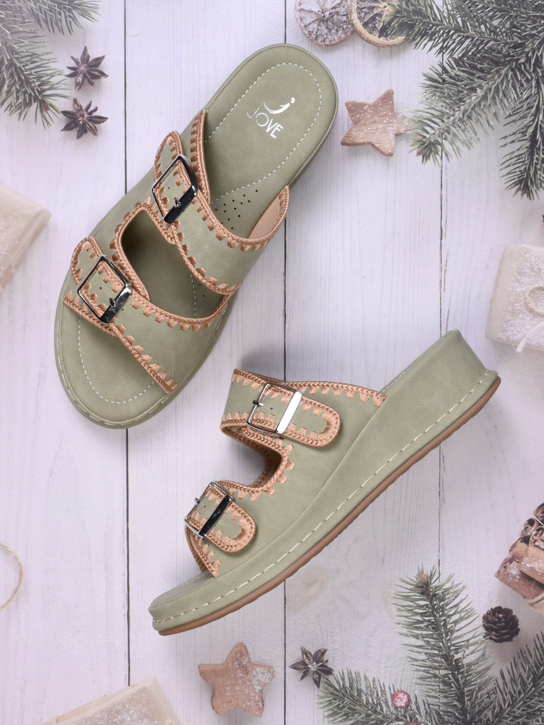 Women, Women Footwear, Olive Sandals
