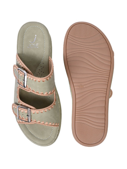 Women, Women Footwear, Olive Sandals