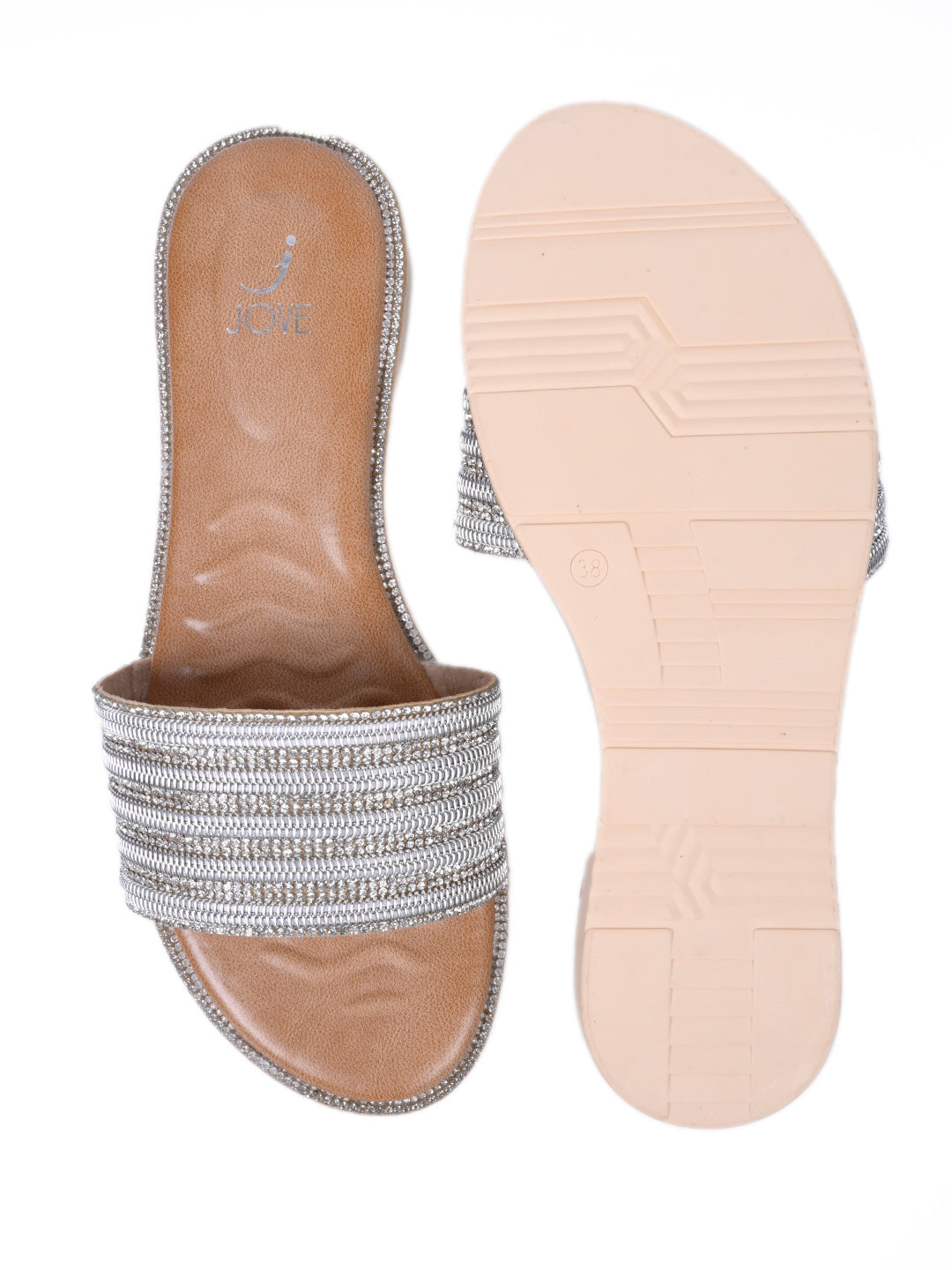 Women, Women Footwear, Silver Open Toe Flats