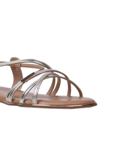 Women, Women Footwear, Gold Sandals