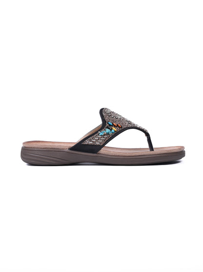 Women, Women Footwear, Black T-Strap Flats