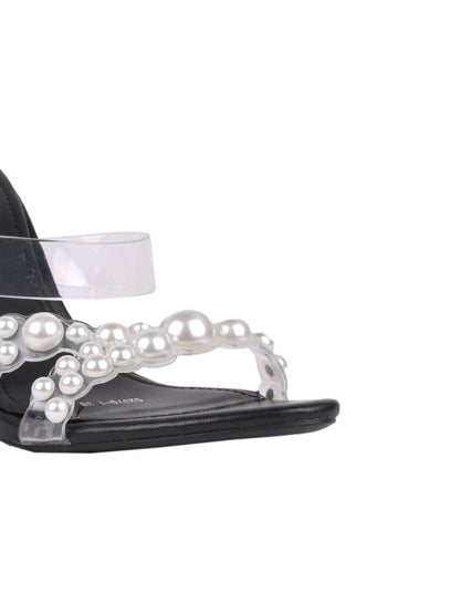 Women Black Embellished Sandals