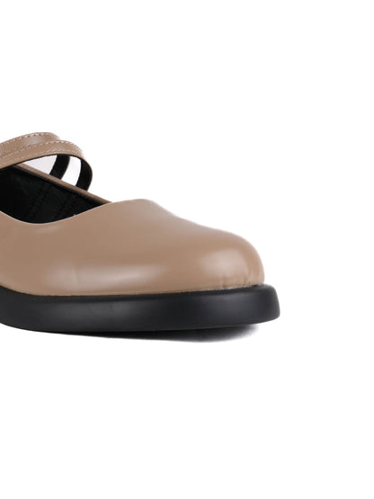 Women Khaki Solid Mary Jane Ballerinas