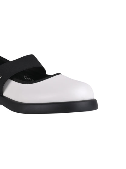 Women White Metallic Mary Jane Ballerinas