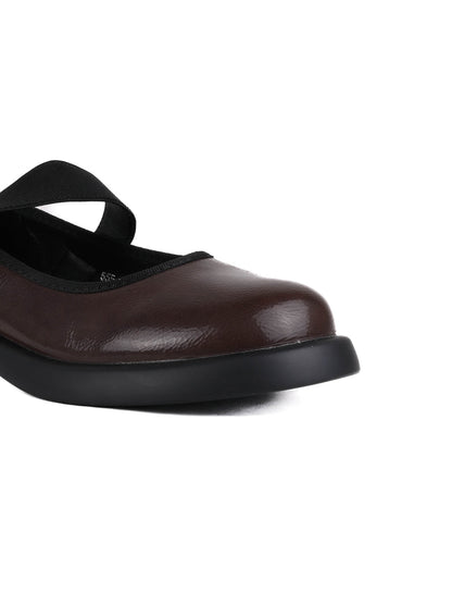 Women Brown Solid Mary Jane Ballerinas