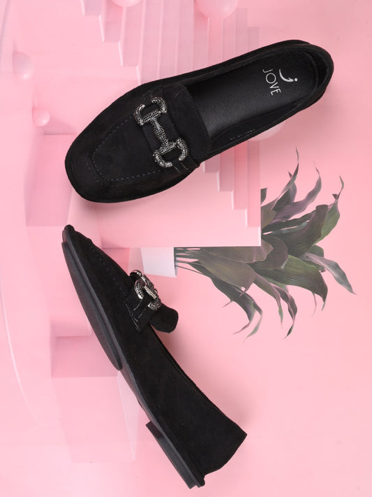 Women, Women Footwear, Black Loafers