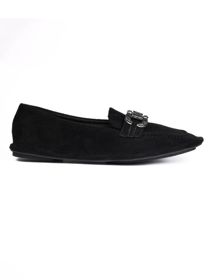 Women, Women Footwear, Black Loafers