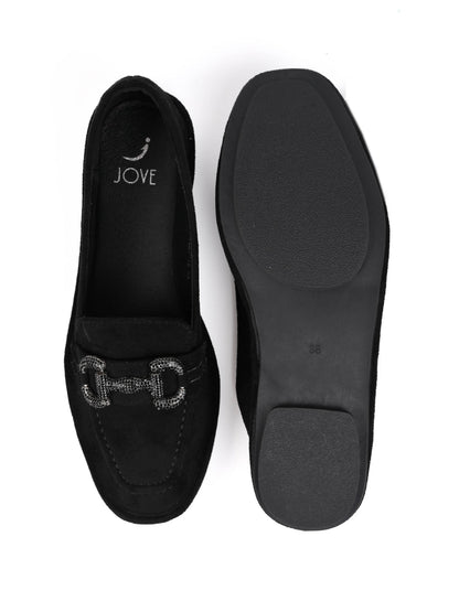 Women, Women Footwear, Black Loafers